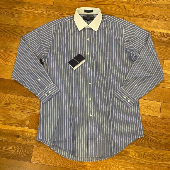 Bowen & Wright Menswear Stripe Button Down Dress Shirt Cotton 15.5 32/33 NWT - Picture 1 of 12